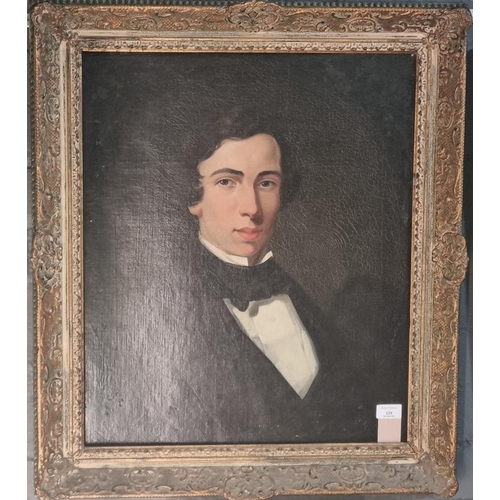 129 - British School (19th century), portrait of a young gentleman, oils on canvas.  60x50cm approx.  Gilt... 