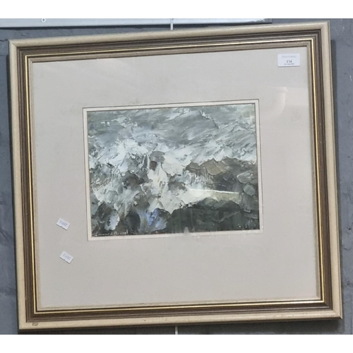 134 - Leonnid Bonsel, abstract study (sea scape), impasto oils.  22x30cm approx.  Framed and glazed.   (B.... 