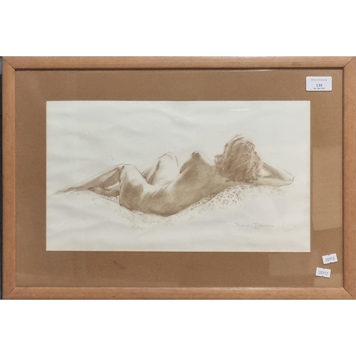 135 - Naomi Tydeman (Welsh,contemporary), female nude study, signed in pencil.  Pastels.  23x39cm approx. ... 