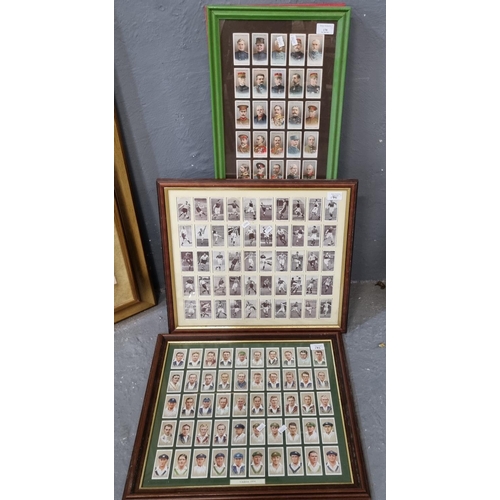 170 - Various framed sets of cigarette cards to include: Players Cricketers 1934, Churchman's Association ... 