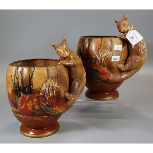 185 - Pair of Squirrel Wilton England pottery vases.  (2)   (B.P. 21% + VAT)