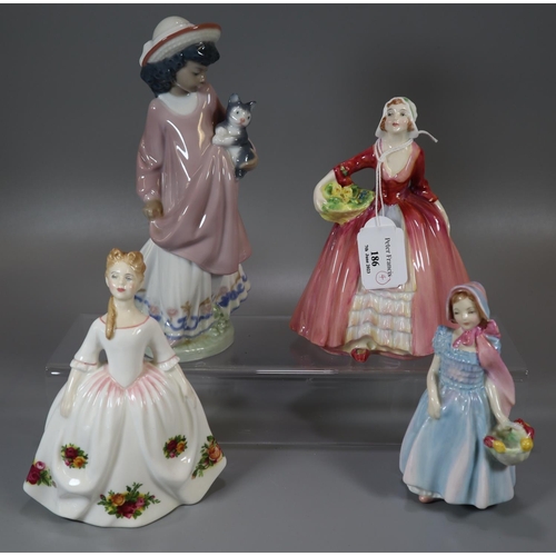 186 - Collection of three Royal Doulton figurines to include: 'Wendy' HN2109, 'Janet' HN1537, 'Old Country... 