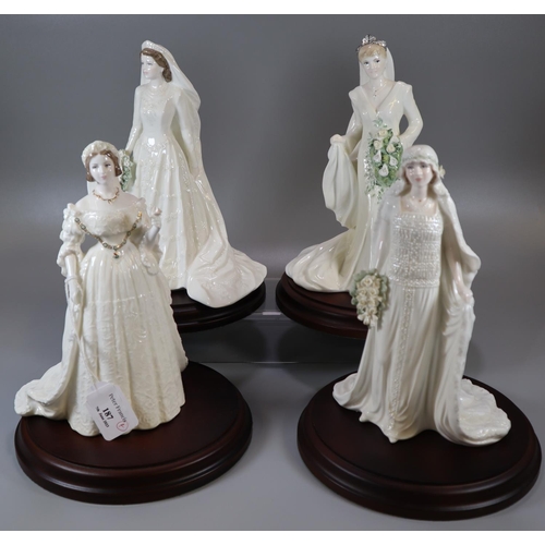 187 - Four Coalport bone china Royalty figurines, all on wooden bases, to include: 'Queen Victoria', 'Quee... 