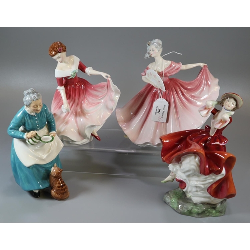 194 - Four Royal Doulton figurines; 'My Best Friend' HN3011, 'The Favourite' HN2249, 'Cheryl' HN3253 and '... 