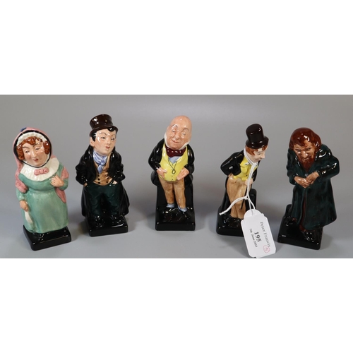 195 - Collection of five Royal Doulton Charles Dickens figurines to include: 'Mrs Bardell', 'Dick Swivelle... 