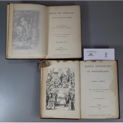 220 - Carroll, Lewis - 'Alice's Adventures in Wonderland' 1878, Fifty-seventh thousand & 'Through the Look... 