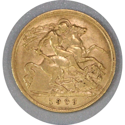 293 - Gold half sovereign dated 1909.   (B.P. 21% + VAT)