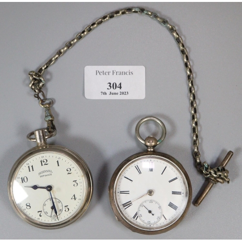 Early 20th century silver open faced pocket watch together with an