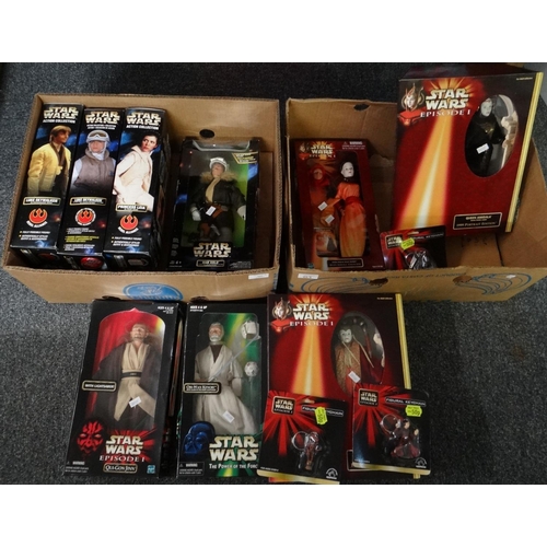 369 - Two boxes containing Hasbro Star Wars Episode One and The Power of the Force figures in original box... 