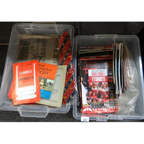 399 - Large collection of Llanelli RFC Rugby Union programmes appearing to be circa 1970s together with an... 