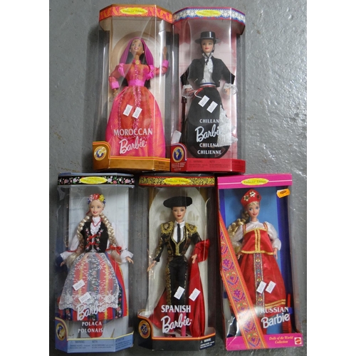 405 - Five boxed Barbie dolls Collector's edition to include: Moroccan, Chilean, Russian etc.  (5)   (B.P.... 