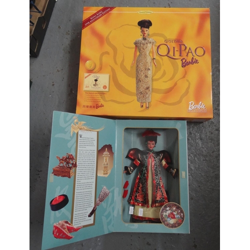 408 - Hong Kong 1998 Anniversary Limited Edition Golden Qi-Pao Barbie doll in original box together with a... 