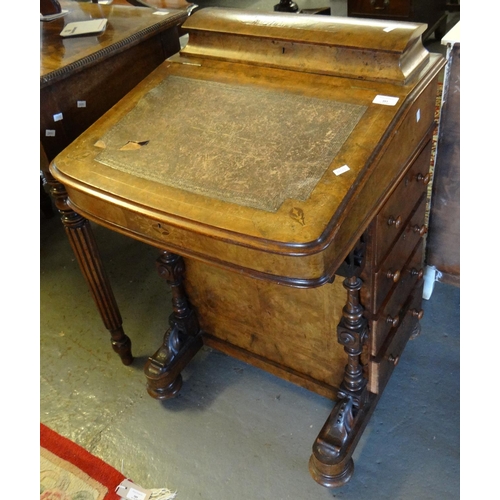 485 - Victorian walnut Davenport desk.  (B.P. 21% + VAT)