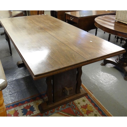 544 - Early 20th century mahogany refectory type dining table with shaped sides.  (B.P. 21% + VAT)