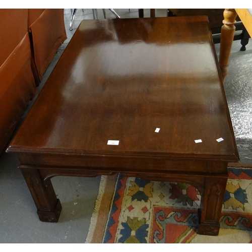 546 - Unusual walnut Gothic design low coffee table.  (B.P. 21% + VAT)