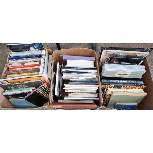 562 - Three boxes of assorted Arts and Antique books to include: Arts and Crafts Carpets, International Ar... 