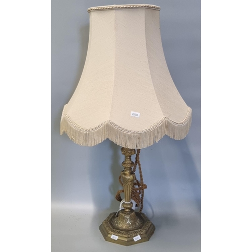 113 - Gilt metal classical design table lamp with shade.  (B.P. 21% + VAT)