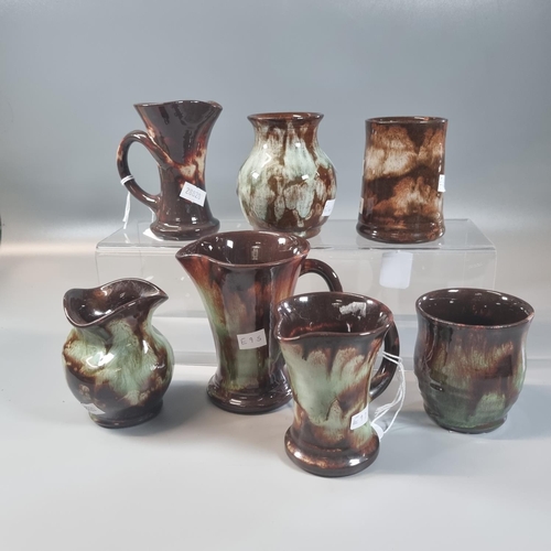 122 - Collection of Ewenny pottery items: jugs and vases.  (7)  (B.P. 21% + VAT)