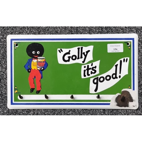 156 - Enamelled metal advertising sign for Golden Shred 'Golly it's Good', incorporating a row of hooks.  ... 