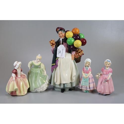 192 - Four Royal Doulton bone china figurines, to include: 'Biddy Pennyfarthing', Dinky Do', 'Tootles', 'T... 