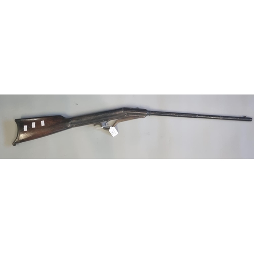 209 - Heavy vintage break action air rifle with half octagonal barrel and short stock with metal butt plat... 