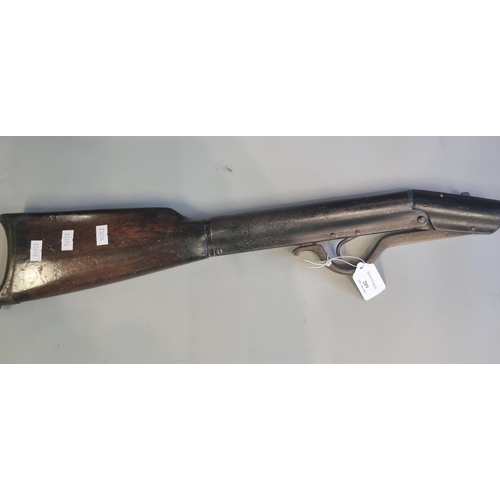 209 - Heavy vintage break action air rifle with half octagonal barrel and short stock with metal butt plat... 