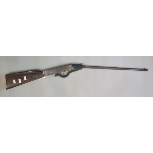 213 - Vintage break action air rifle with 40cm half octagonal barrel and short wooden stock appearing unna... 