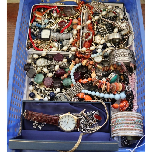 221 - Collection of watches and other jewellery: watches, necklaces, bangles, earrings, bracelets etc.  (B... 