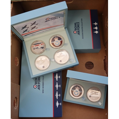 223 - RAF memorabilia of various coins in boxed sets, to include WWII Fighter Collection, WWI Bomber Colle... 