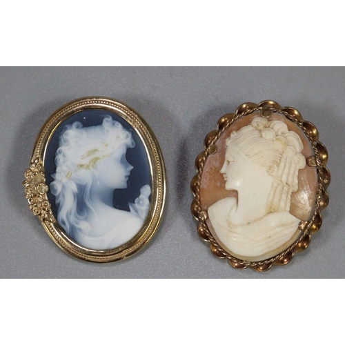 300 - 12ct gold cameo brooch together with another gold cameo brooch.  (2)  (B.P. 21% + VAT)