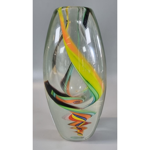 31 - Art glass vase with multi-coloured marble design. 22cm high approx. 
(B.P. 21% + VAT)