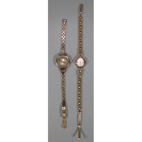 310 - 9ct gold ladies wristwatch and strap 16g approx.  Together with another J W Benson 9ct gold ladies w... 