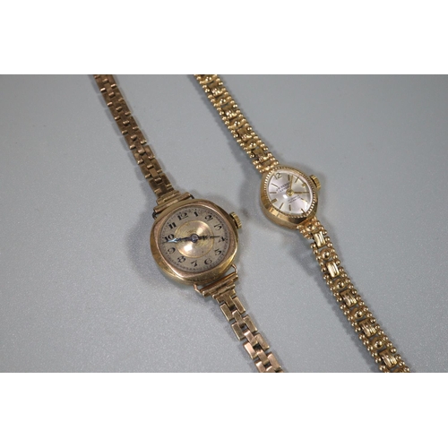 310 - 9ct gold ladies wristwatch and strap 16g approx.  Together with another J W Benson 9ct gold ladies w... 