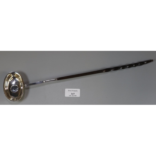 347 - Silver brandy/toddy ladle inset with Latin coin dated 1787.    (B.P. 21% + VAT)