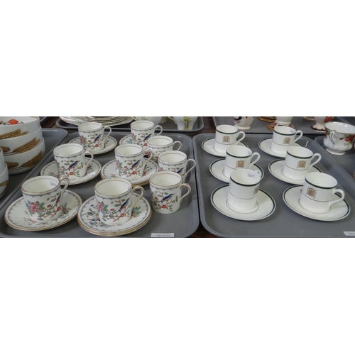 356 - Two trays of china coffee ware to include: nine Aynsley 'Pembroke' design coffee cups and saucers an... 