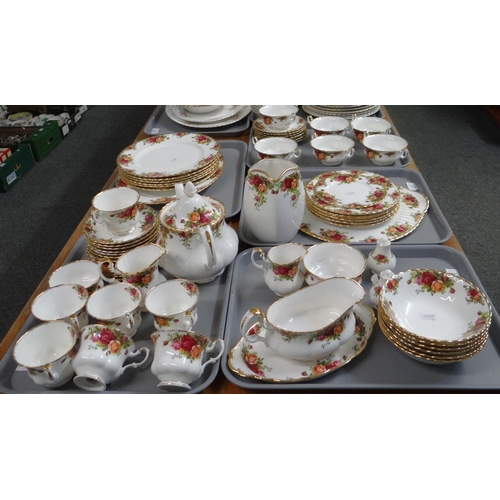 359 - Five trays of Royal Albert 'Old Country Roses' English bone china to include: two handled soup bowls... 