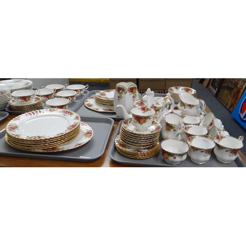 359 - Five trays of Royal Albert 'Old Country Roses' English bone china to include: two handled soup bowls... 