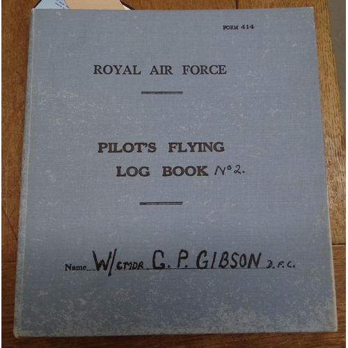 398 - Royal Airforce Pilot's Flying Logbook no.2, Wing-Cmdr G.P Gibson D.F.C, duplicate logbook published ... 