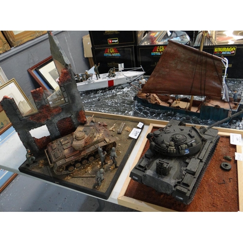 443 - Two scale model dioramas of M48 Pattern Tank and a Panzer 3 Tank.  (B.P. 21% + VAT)