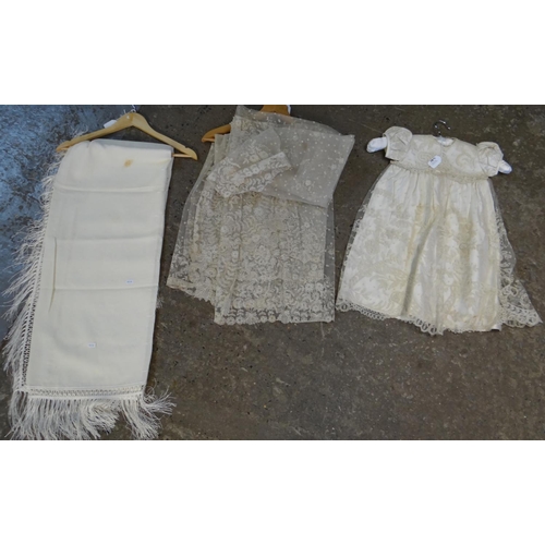 486 - Collection of late 19th/early 20th Century accessories and clothes to include: a child's dress with ... 