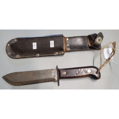 80 - British Army D Type survival/fighting knife, single edge blade with crow's foot and marked 'JR 1983'... 