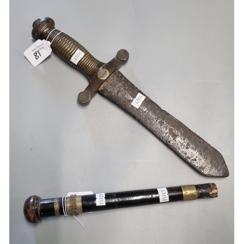 81 - 19th century French Gladius type short sword with brass hilt in relic condition, probably shortened.... 