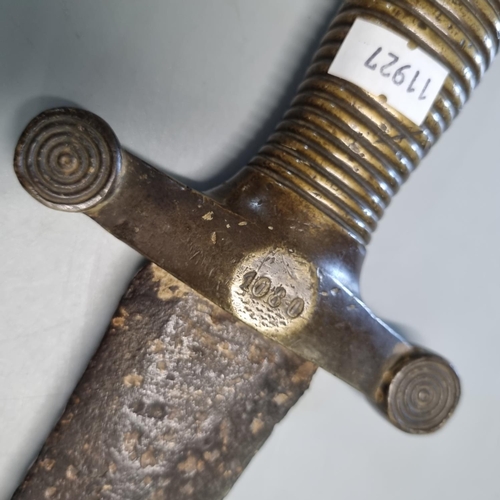 81 - 19th century French Gladius type short sword with brass hilt in relic condition, probably shortened.... 