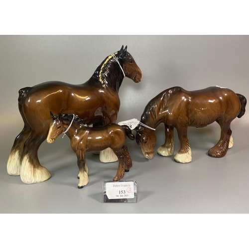 153 - Two Beswick Shire horses and another Beswick horse. (3)
(B.P. 21% + VAT)