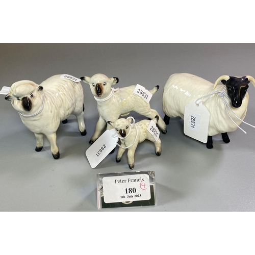 180 - Beswick model of a ram and a Beswick sheep. Together with two ceramic lambs. (4)
(B.P. 21% + VAT)