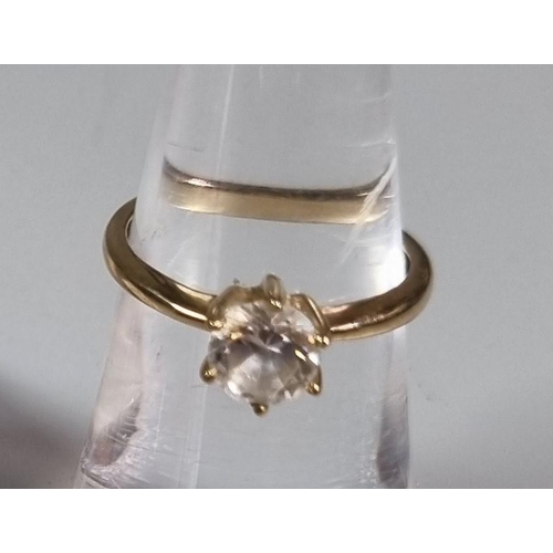 226 - 9ct gold solitaire design white stone ring.  2.1g approx.  Size K.  (B.P. 21% + VAT)