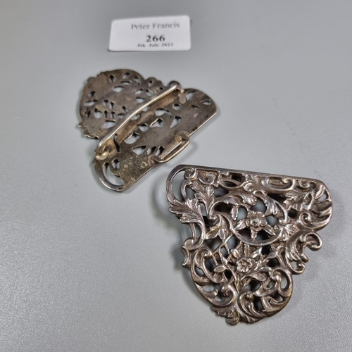 266 - Early 20th Century silver two piece Nurse's foliate belt buckle. Birmingham hallmarks (B.P. 21% + VA... 