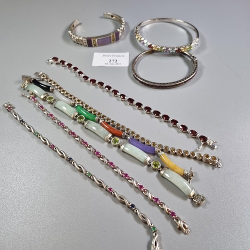 272 - Bag comprising assorted continental silver: bangles, bracelets and similar items.  (B.P. 21% + VAT)