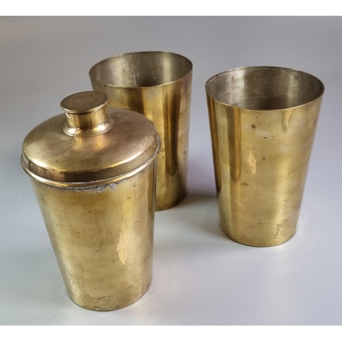 311 - Double beaker brass flask, late 19th early 20th century.  (B.P. 21% + VAT)