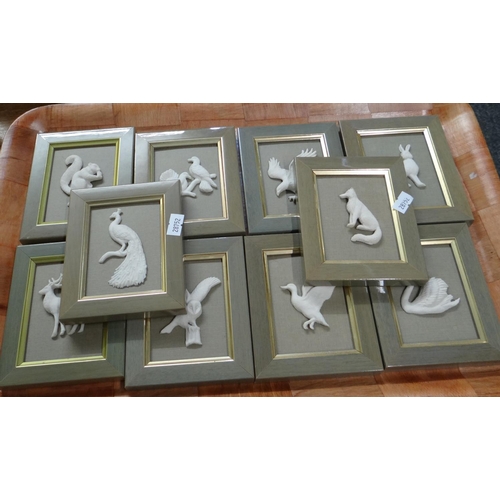 330A - Ten 'Artistic Concepts' original framed relief animal sculptures by Susan Norton. (B.P. 21% + VAT)